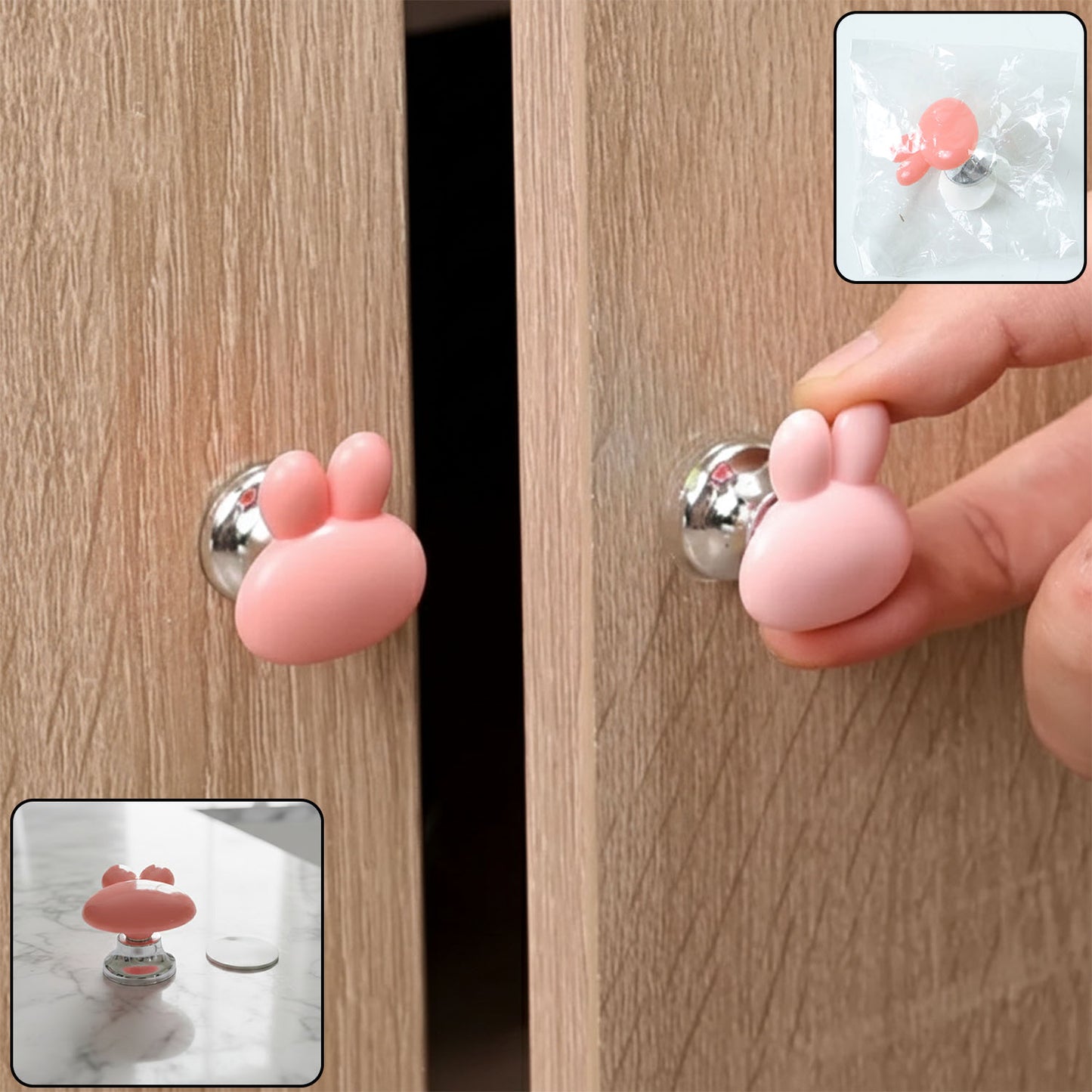 Wukusy cute bunny ear cabinet door knob handle in white with adorable bunny design, ideal for children's furniture or decor.