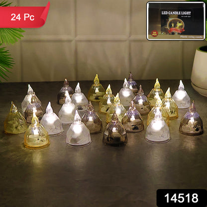 Wukusy 24-piece LED candle lights set with flameless decorative tealight candles for home decor, creating warm ambient lighting.