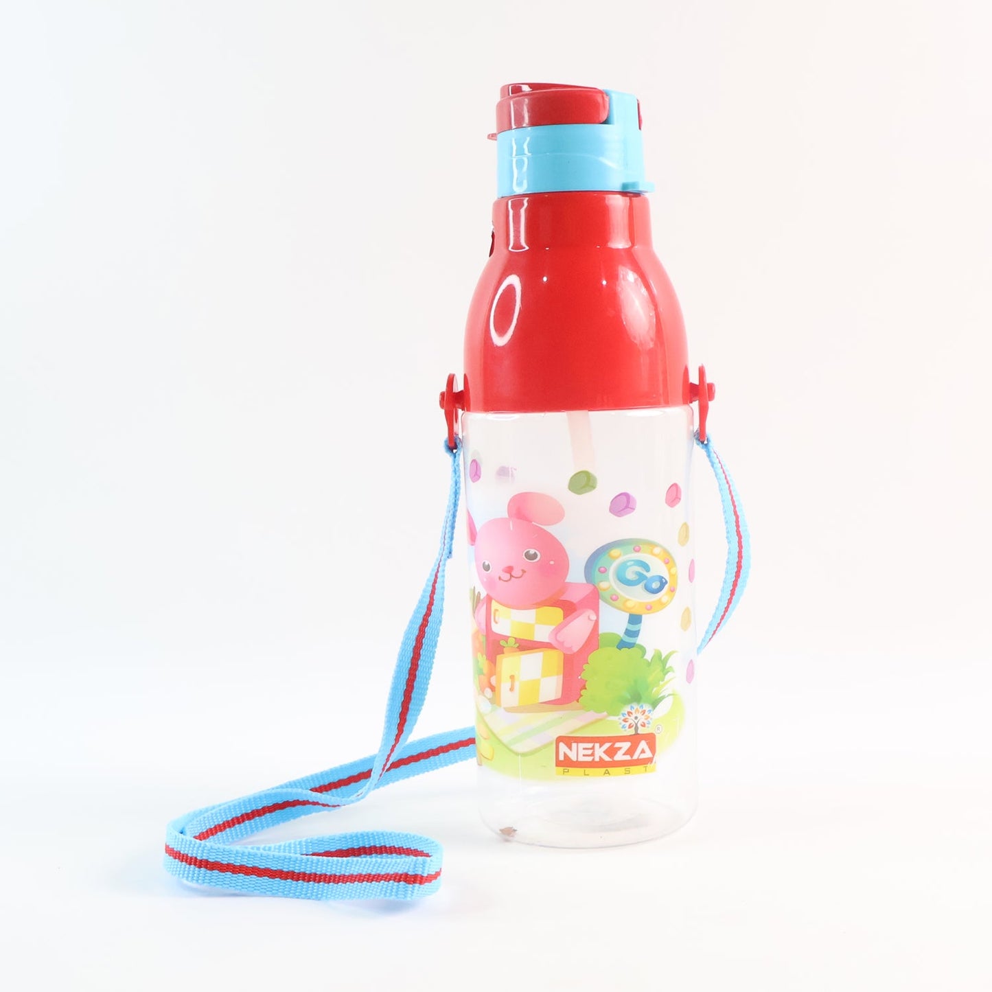 Transparent plastic sports water bottle by Wukusy with straw, Dori handle, 800ml capacity, leak-proof, BPA-free, ideal for kids and activities.