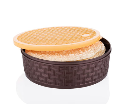 Wukusy 2509 round plastic masala spice box with multiple compartments for storing various spices in the kitchen.