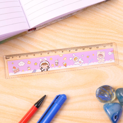 Wukusy premium cute cartoon plastic ruler for kids, colorful office stationery with playful design, 1 piece shown on a white background.