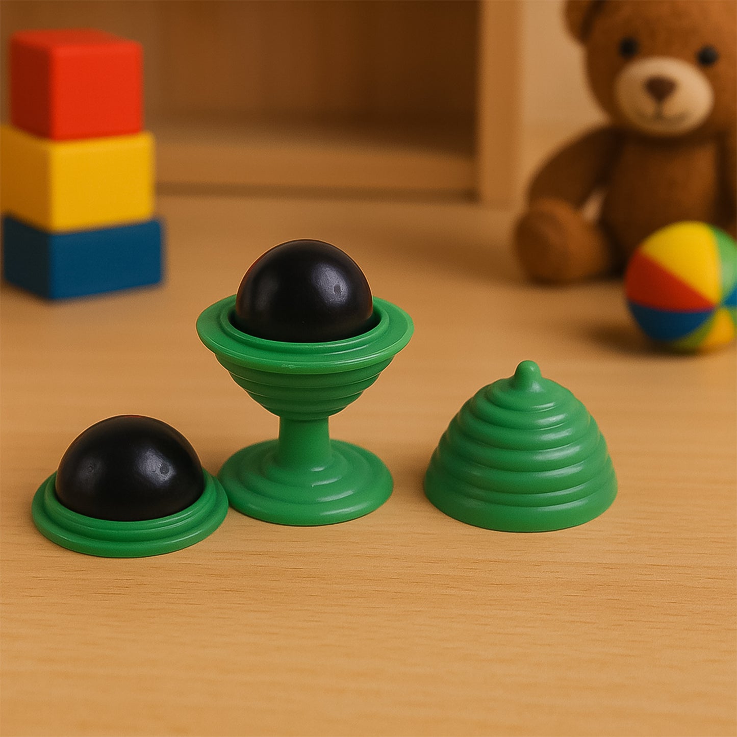 Wukusy Aditi Classic Magic Ball and Vase trick toy set showing a magician's illusion with a ball and vase on stage.
