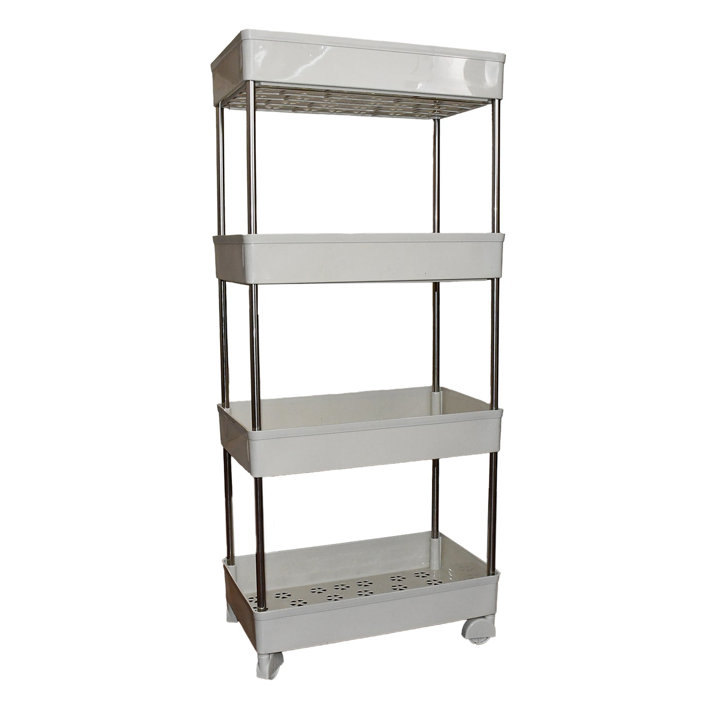 Wukusy 4-layer kitchen rack for organizing kitchen tools, utensils, and supplies in a home and kitchen setting.