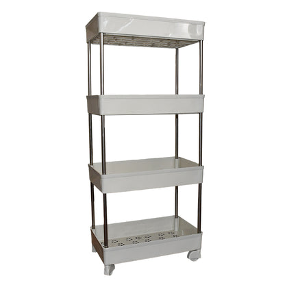 Wukusy 4-layer kitchen rack for organizing kitchen tools, utensils, and supplies in a home and kitchen setting.