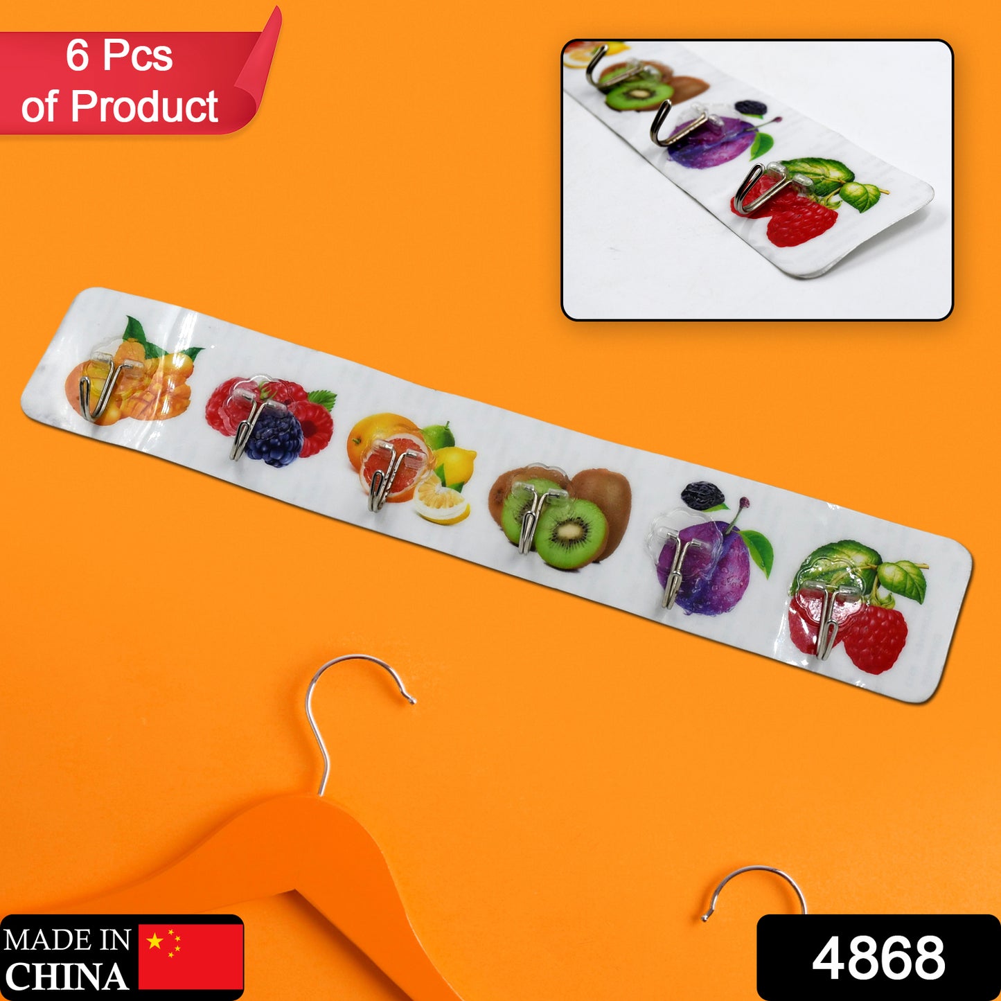 Set of six transparent Wukusy wall hooks with strong adhesive, ideal for home and office organization and multiuse wall mounting.