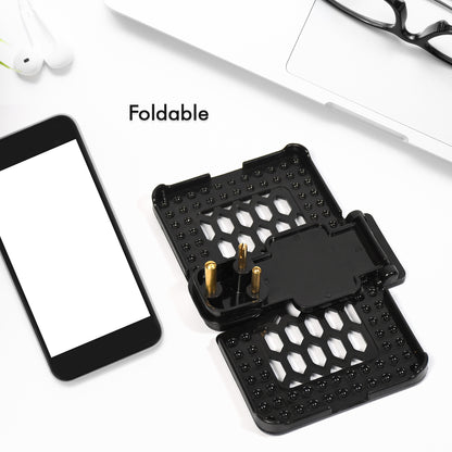 Black Wukusy multi-purpose wall holder stand for mobile charging, fits in socket and hangs devices securely.