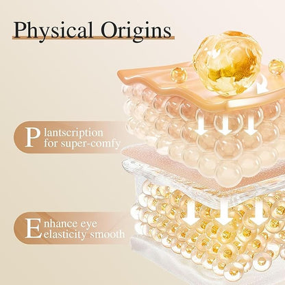Gold eye patches from Drpshippr for reducing dark circles, puffiness, and wrinkles, featuring collagen for skin rejuvenation.