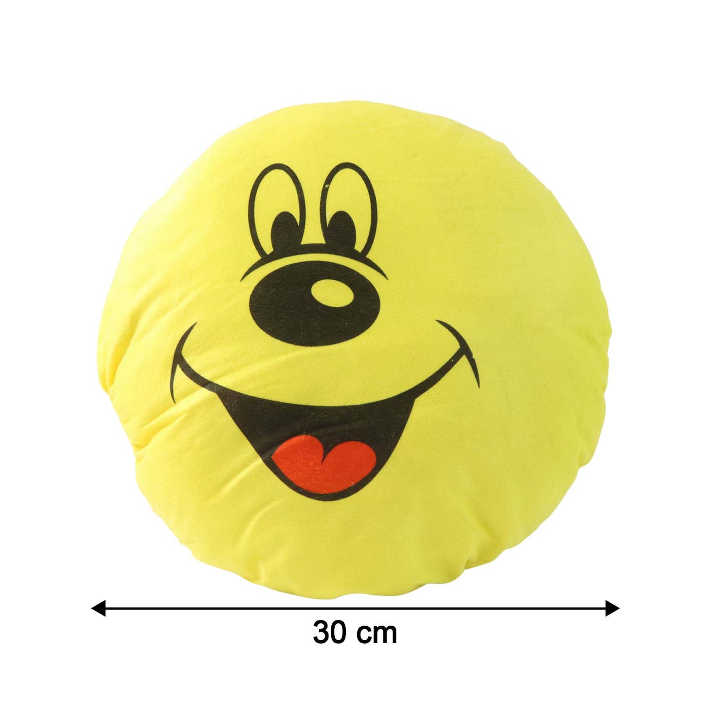 Wukusy cute round smiley face soft pillow cushion, 30x30 cm, plush yellow pillow with a happy facial expression.