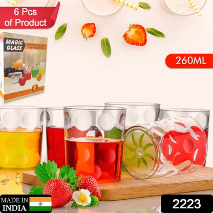 Set of six clear glass bubble water and juice glasses by Wukusy, featuring a modern, rounded design for home use.