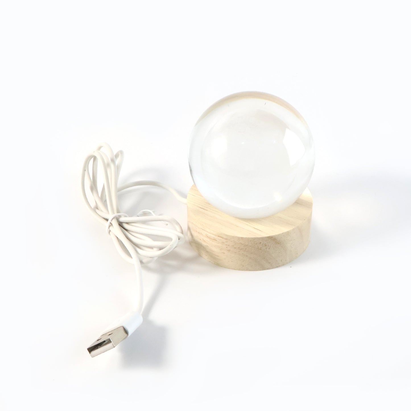 Wukusy 3D crystal ball lamp with decorative base, ideal for home decor, featuring intricate 3D light design and clear glass finish