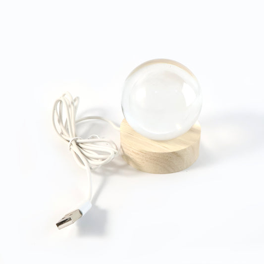 Wukusy 3D crystal ball lamp with decorative base, ideal for home decor, featuring intricate 3D light design and clear glass finish