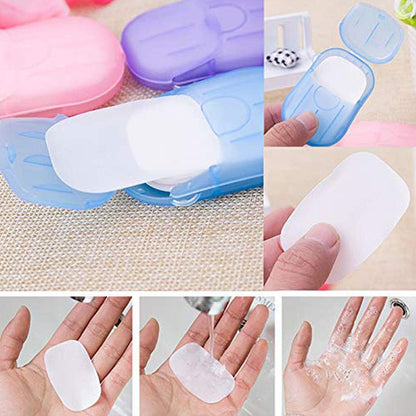 Wukusy portable travel paper soap sheets in mini box, 20 mixed color sheets for easy hand cleaning on the go.