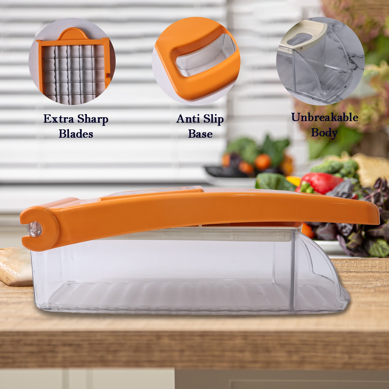 Wukusy Supermom Kitchen Master vegetable and fruit chopper with stainless steel blades for easy food prep in home kitchen