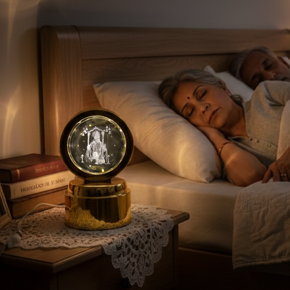 Wukusy Bajrang Bali 3D crystal ball night light with LED illumination, designed for office decor featuring detailed deity imagery.