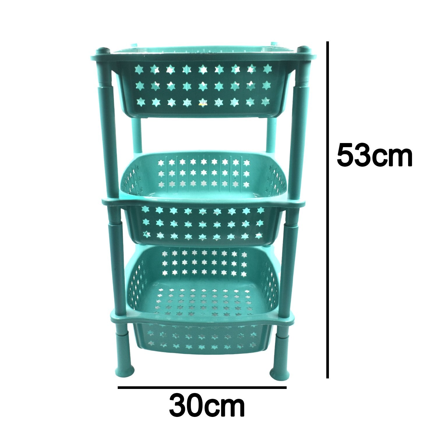 Wukusy 3-layer square kitchen trolley basket with multiple compartments, ideal for organizing kitchen tools and utensils.
