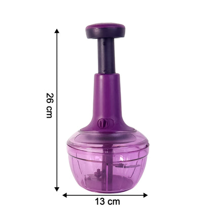 Wukusy Supermom Manual Push Vegetable Chopper 650ml with stainless steel blades and plastic container for easy vegetable prep