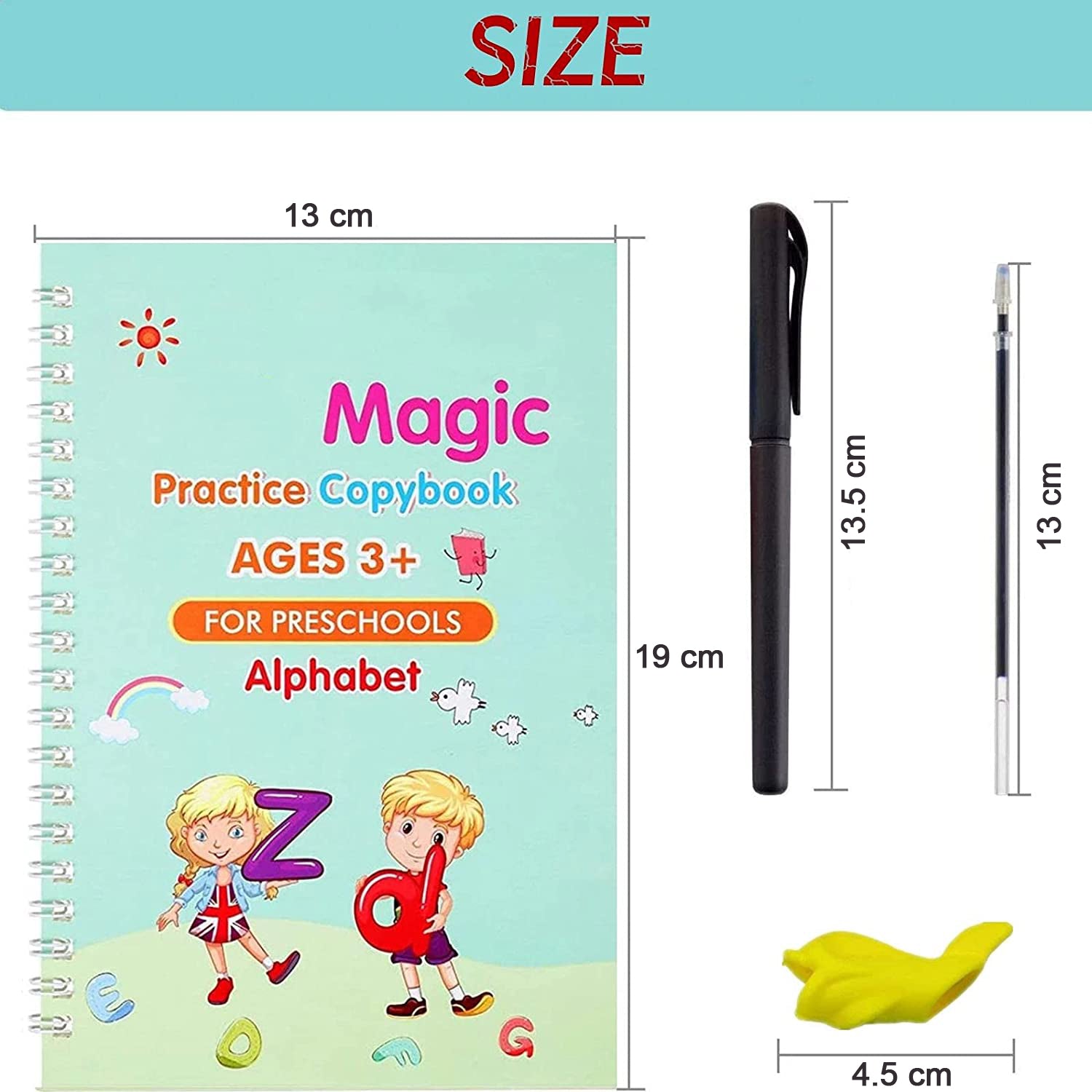 Wukusy 8075 4-piece magic copybook for kids and adults, used for writing important notes during emergencies or daily use.