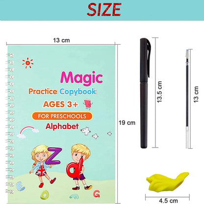 Wukusy 8075 4-piece magic copybook for kids and adults, used for writing important notes during emergencies or daily use.