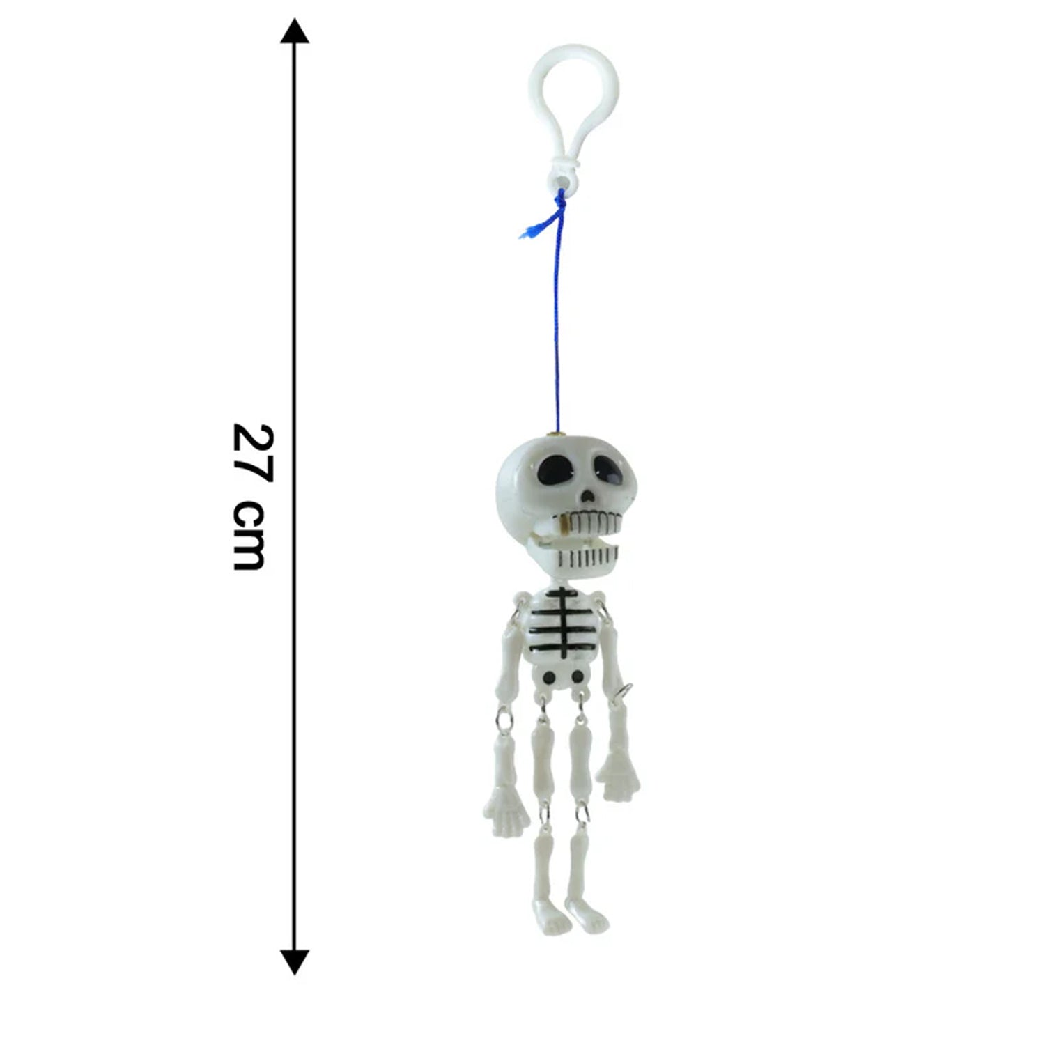 Two Wukusy skeleton doll keychains with metal hooks, featuring detailed skeleton designs on each compact keychain.