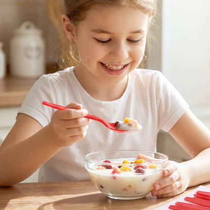 Set of 20 reusable plastic spoons from Wukusy, unbreakable dinner cutlery for everyday use.