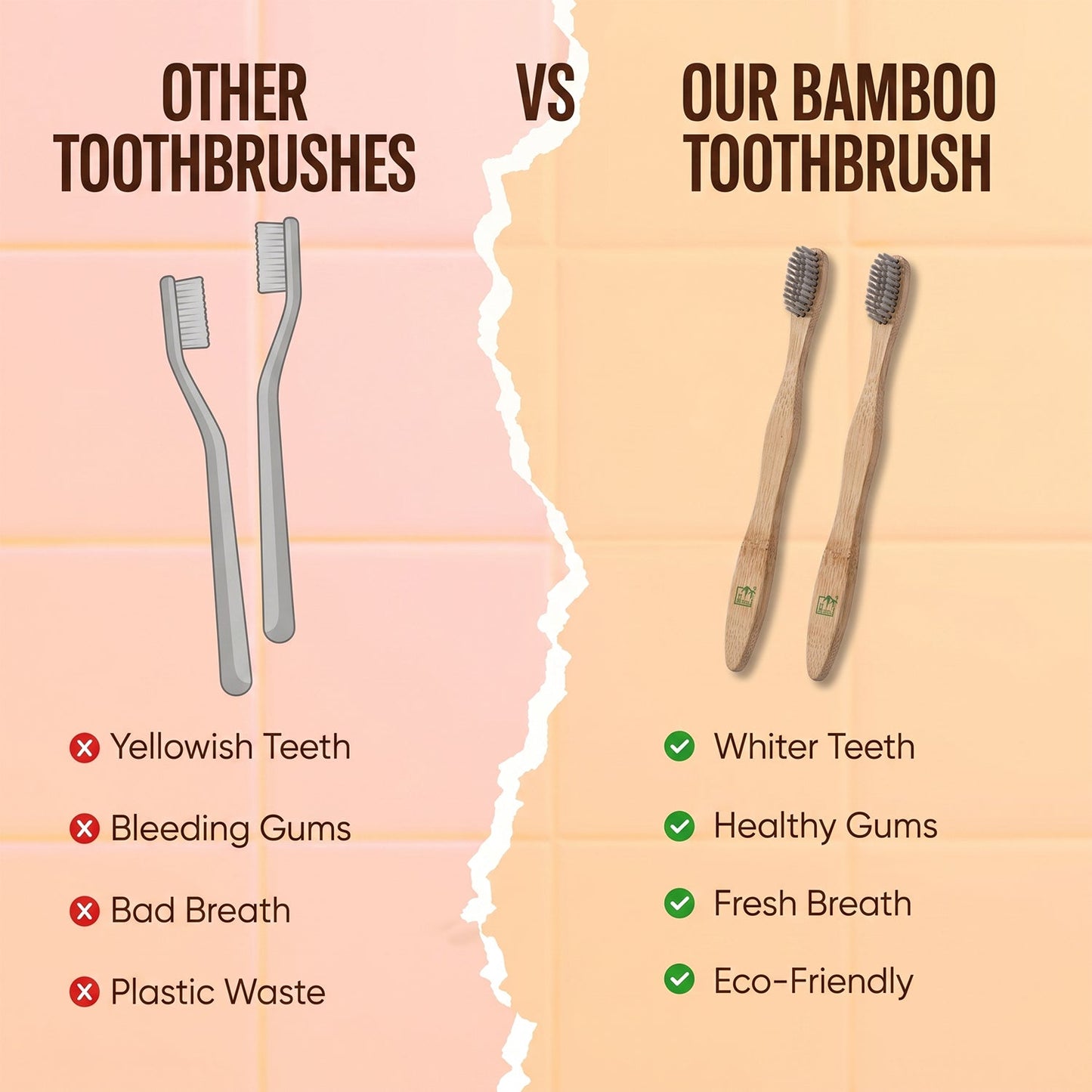 Eco-friendly bamboo toothbrush with soft bristles by Wukusy, designed for adults, showcasing the wooden handle and clean bristle head.