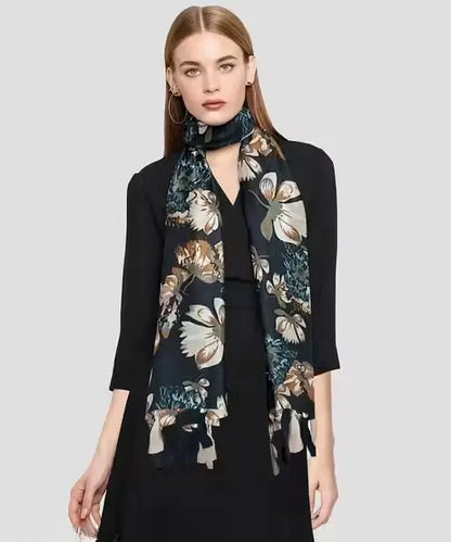 Ekom printed chiffon stoles, pack of 2 stylish unisex scarves with floral patterns, lightweight and elegant for versatile wear.