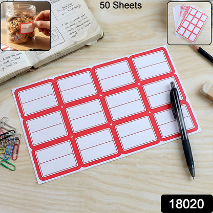 Writable label stickers from Wukusy, 50 sheets of self-adhesive labels for organizing and labeling various items.