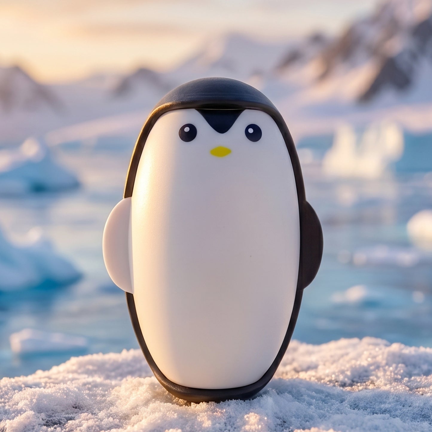 Wukusy cute penguin reusable lint roller for clothes and furniture, showing its compact design and penguin shape.