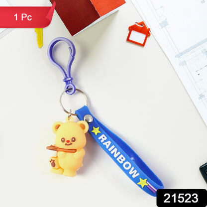 Cute bear character keychain from Wukusy, featuring a small plush bear with a smiling face and a keyring attachment.