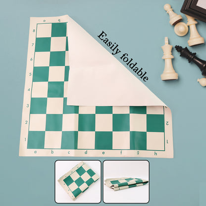 Wukusy Big Premium Portable Plastic Chess Set with black and white chess pieces arranged on a chessboard.