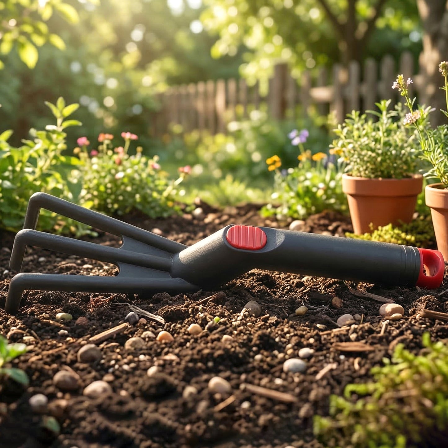 Wukusy plastic hand garden cultivator rake with 27 cm length, ideal for gardening and soil loosening.