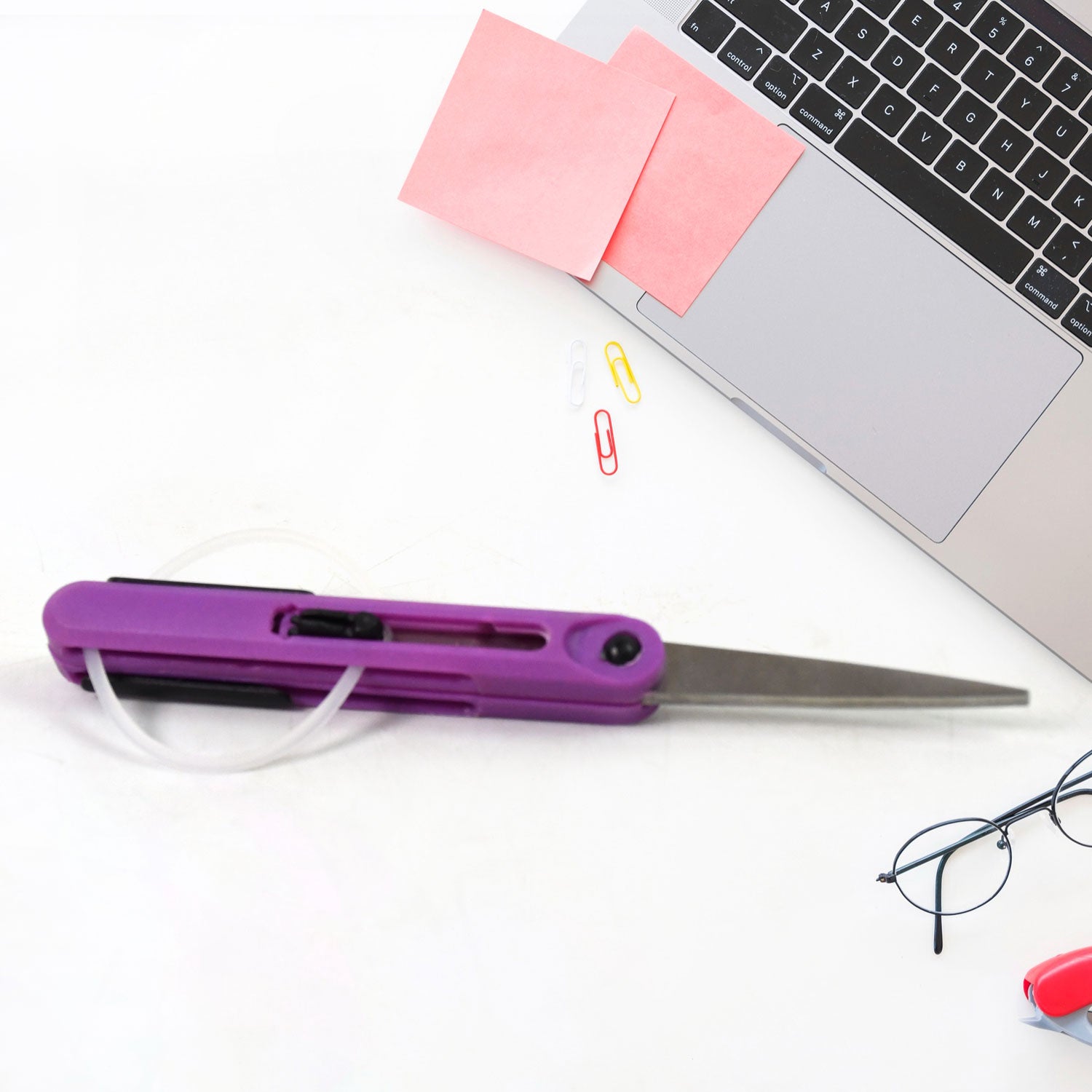 Wukusy Pen Cut compact scissors in pen style, portable travel scissors for home improvement, shown in black with a clip.