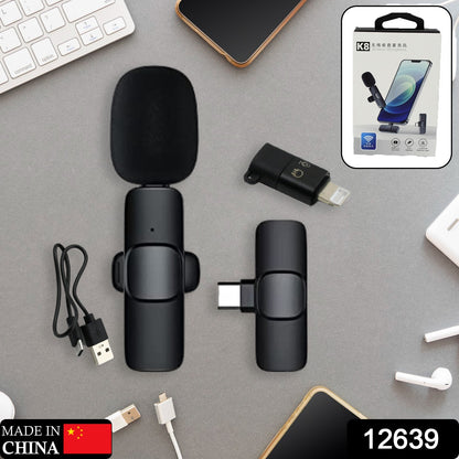 Wukusy wireless lapel microphone with Type-C for iPhone, compact noise-canceling clip-on mic for live streaming and mobile use