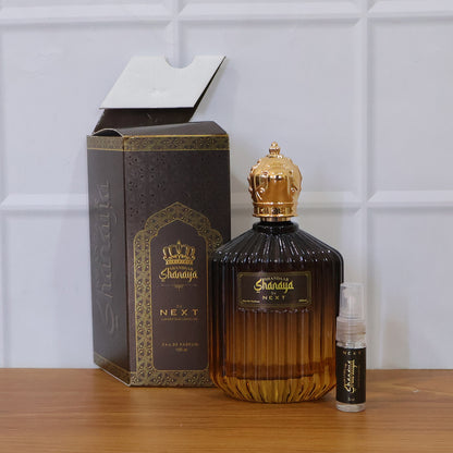 Next Shanaya Oud perfume spray by Wukusy, 100ml, featuring a luxurious long-lasting fragrance in an elegant bottle.