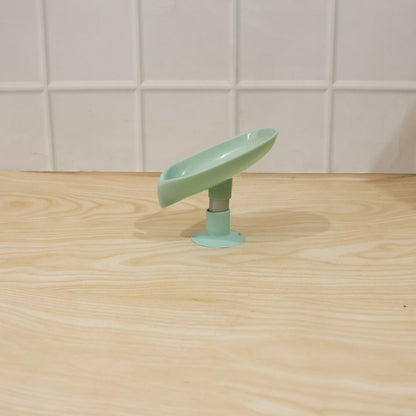 Plastic Leaf Suction Cup Soap Holder  Wall-mounted Bathroom Organizer