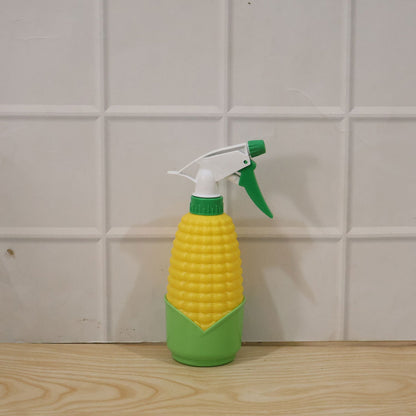 Wukusy corn-shaped trigger spray bottle for plants and cleaning, with a clear plastic container and ergonomic spray nozzle.