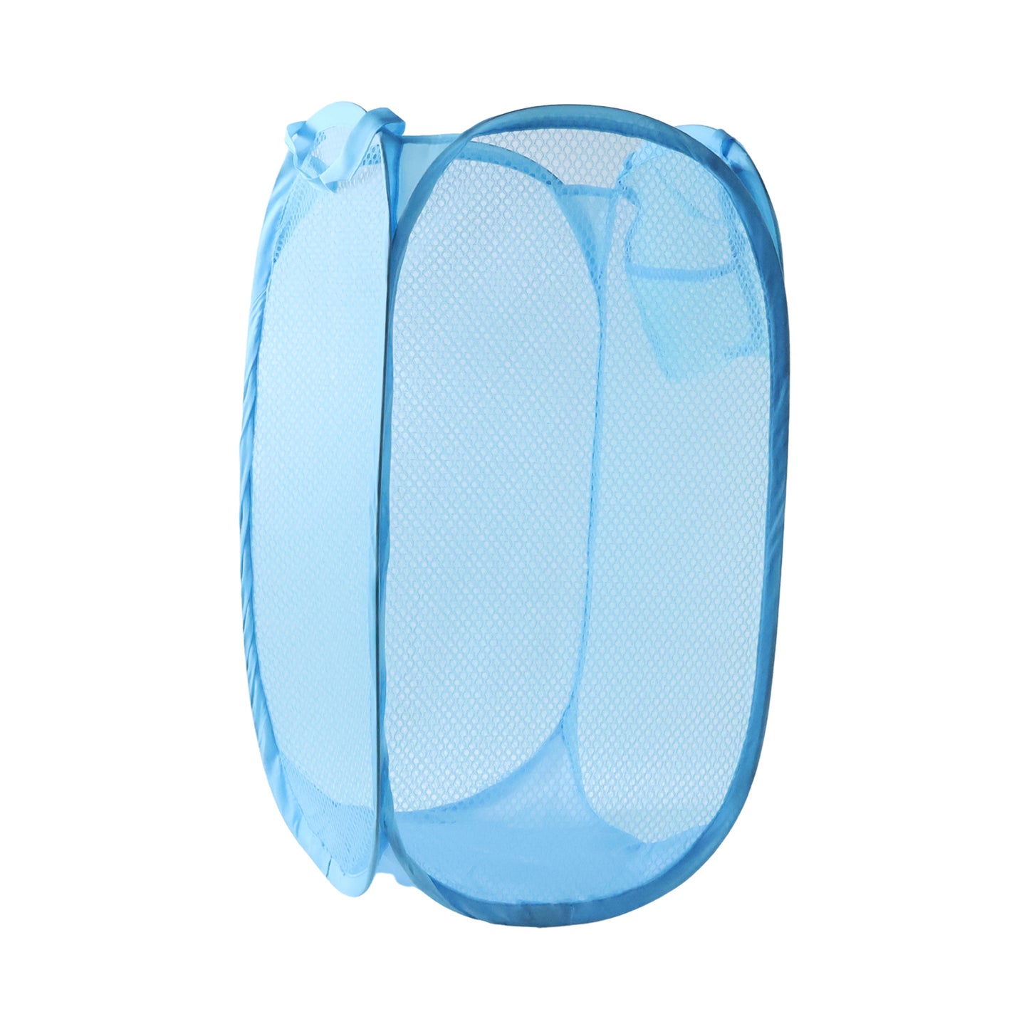 Large Wukusy mesh pop-up laundry basket with handles, 54x30cm, for clothes storage and organization.