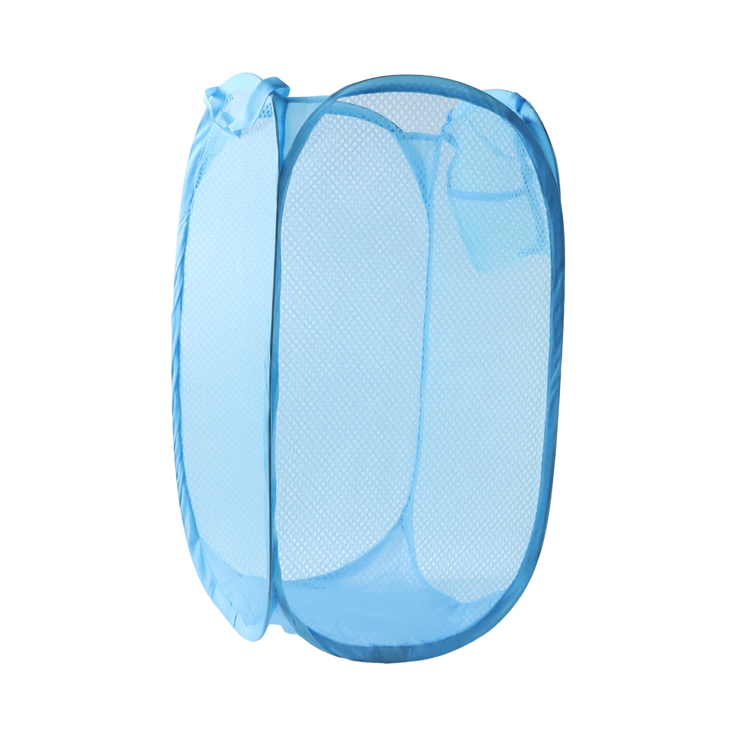 Large Wukusy mesh pop-up laundry basket with handles, 54x30cm, for clothes storage and organization.