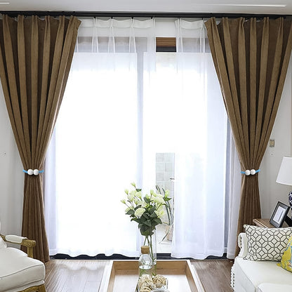 Pair of Wukusy polyester and magnet curtains for health and beauty spaces, featuring easy magnetic closure and stylish design.