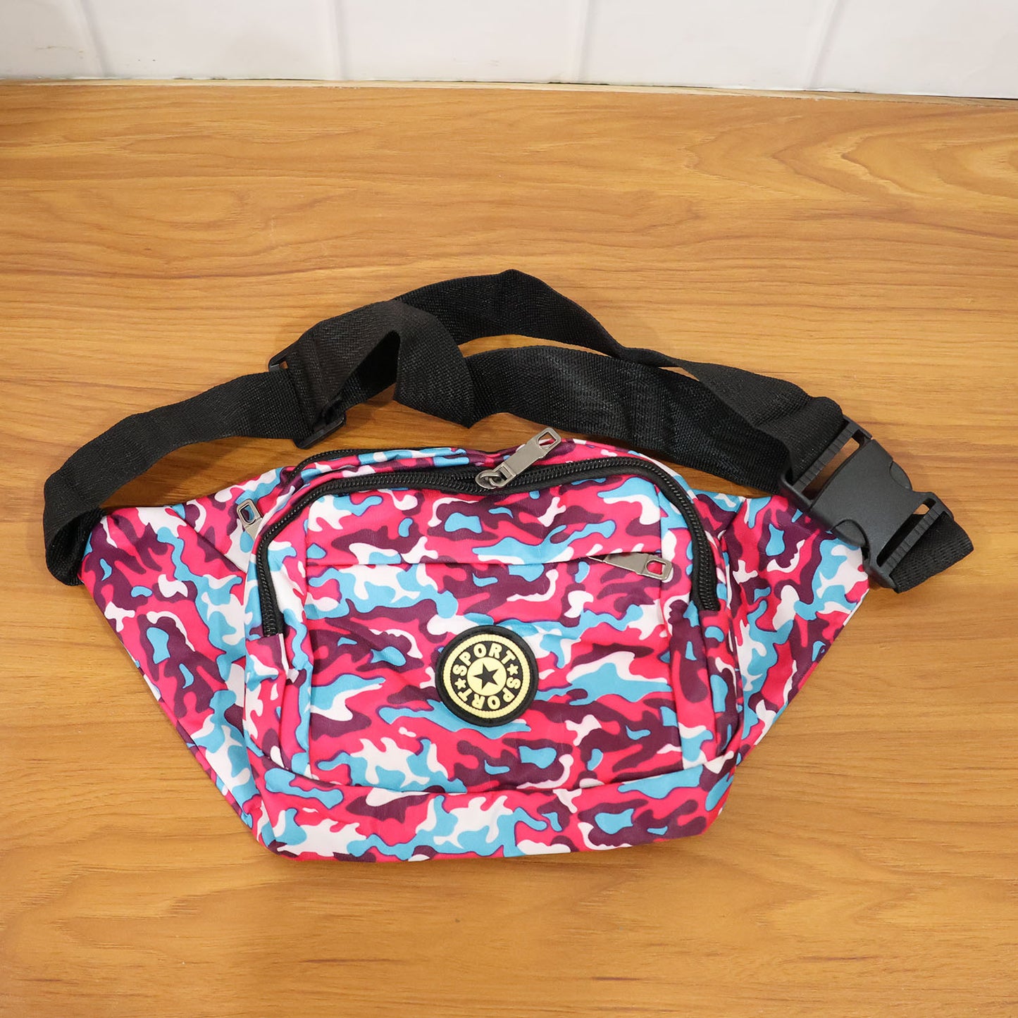 Wukusy stylish multi-purpose waist bag, cross-body sling pouch in black with adjustable strap, compact and versatile for daily use