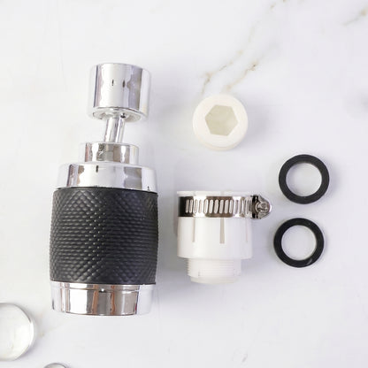 Wukusy kitchen water faucet sprayer with 360° rotatable tap extender nozzle attached to a sink for versatile water flow.