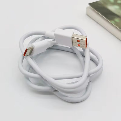 Wukusy Type C data and fast charging cable, 1 meter length, shown coiled with USB-C connector and cable in view.