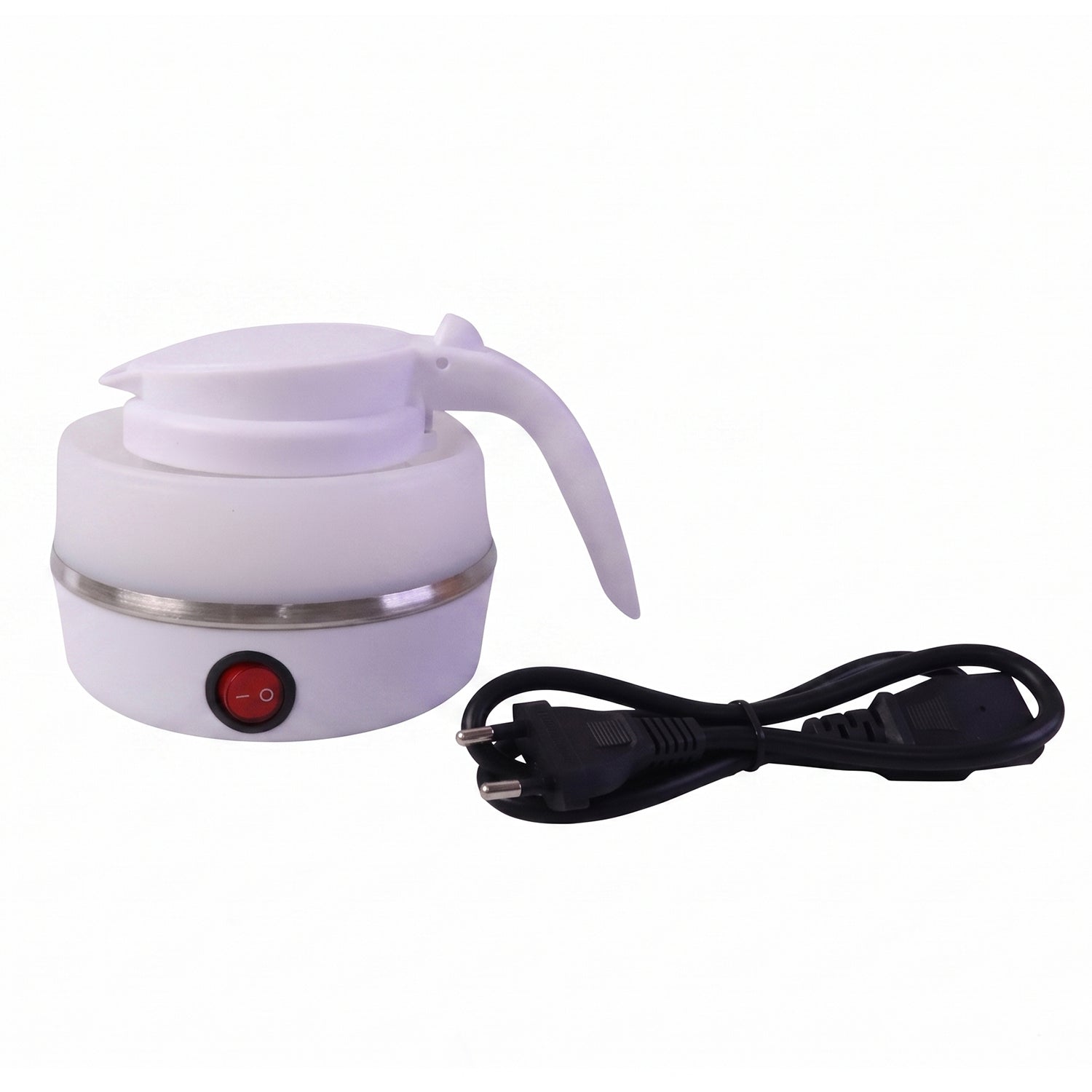 Wukusy collapsible travel electric kettle, 600ml foldable silicone water boiler, compact and portable for travel use