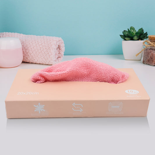 Set of 10 Wukusy microfiber cleaning cloths with box, ideal for dusting and wiping surfaces effectively