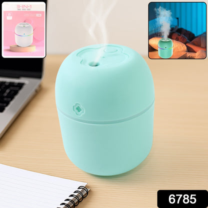 Wukusy portable mini USB humidifier with light, emitting cool mist, ideal for baby, bedroom, travel, or office use.