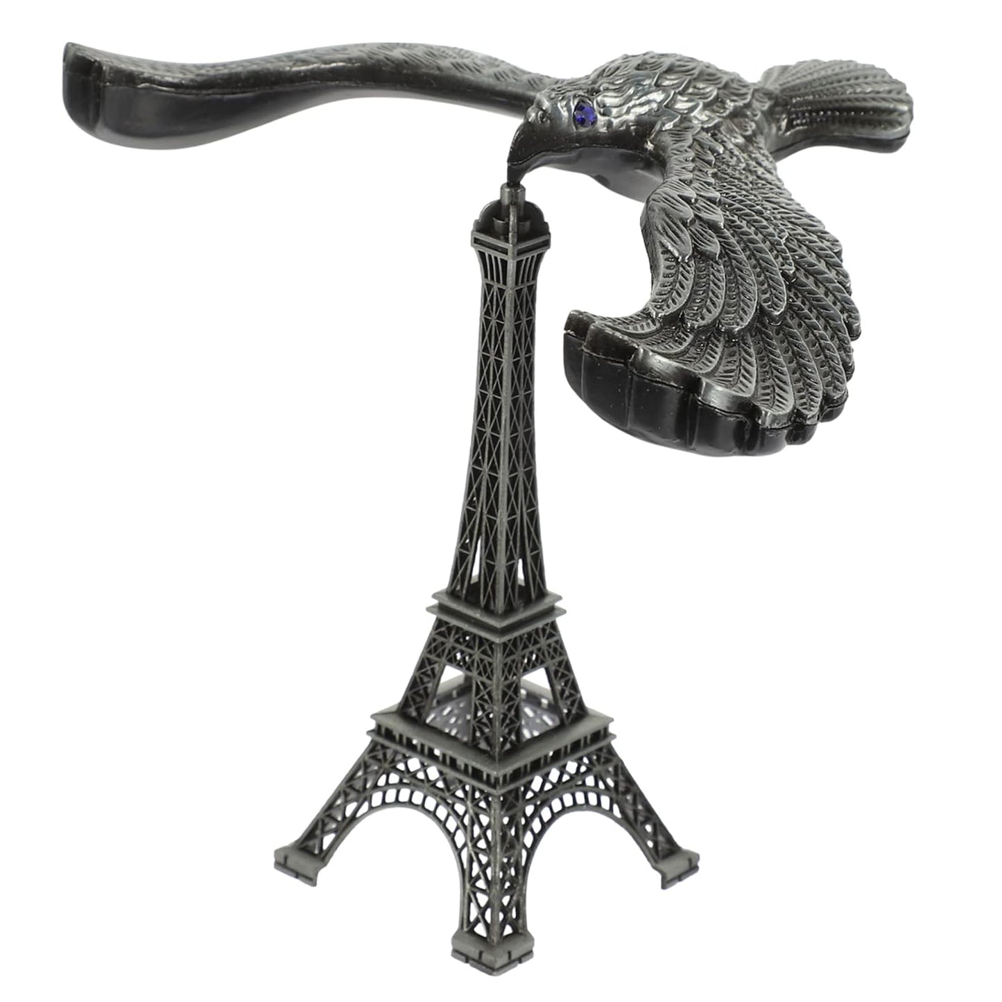 Wukusy Balancing Bird Metal Eiffel Tower Statue with eagle design, decorative metal sculpture for home or office decor.