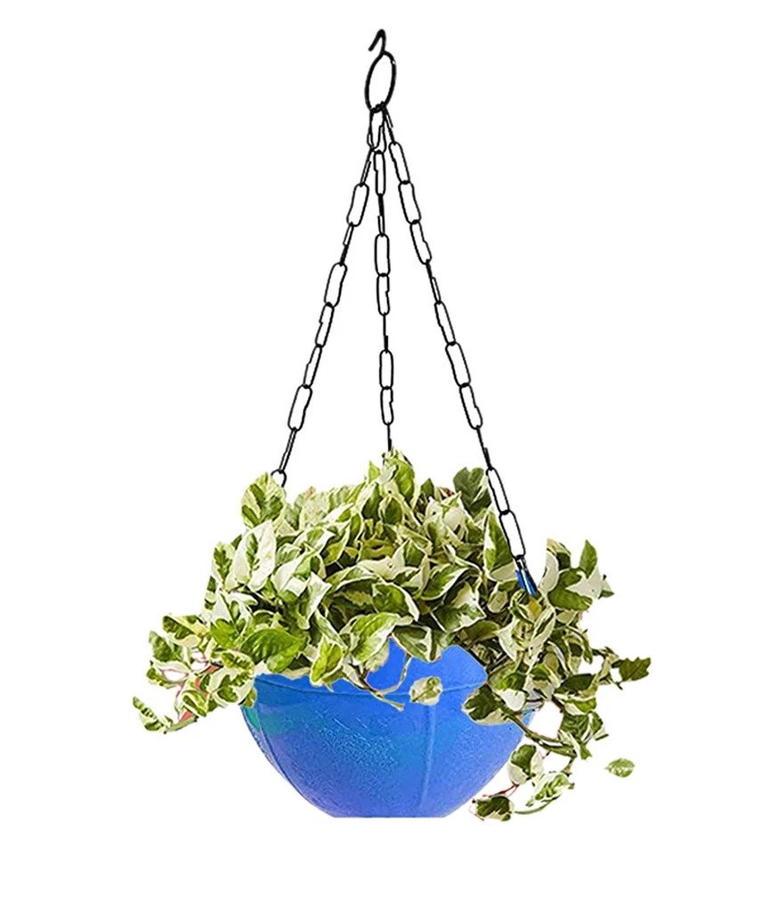 Wukusy flower pot with hanging chain for houseplants, garden, or balcony decor, featuring a stylish design for home decoration.