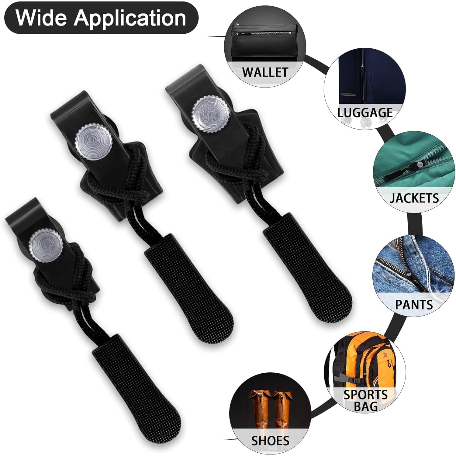 Set of 10 Wukusy portable universal detachable zipper sliders for home improvement, suitable for various zipper repairs.