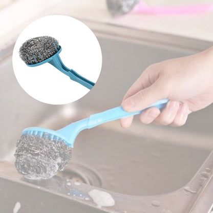 Wukusy 6-in-1 kitchen cleaning set with stainless steel scrubber and various tools for versatile kitchen cleaning tasks