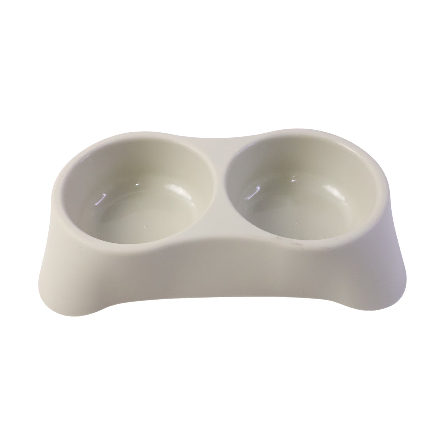 Wukusy dual pet food and water feeding tray with two bowls for dogs and cats, made of durable material, suitable for pets.